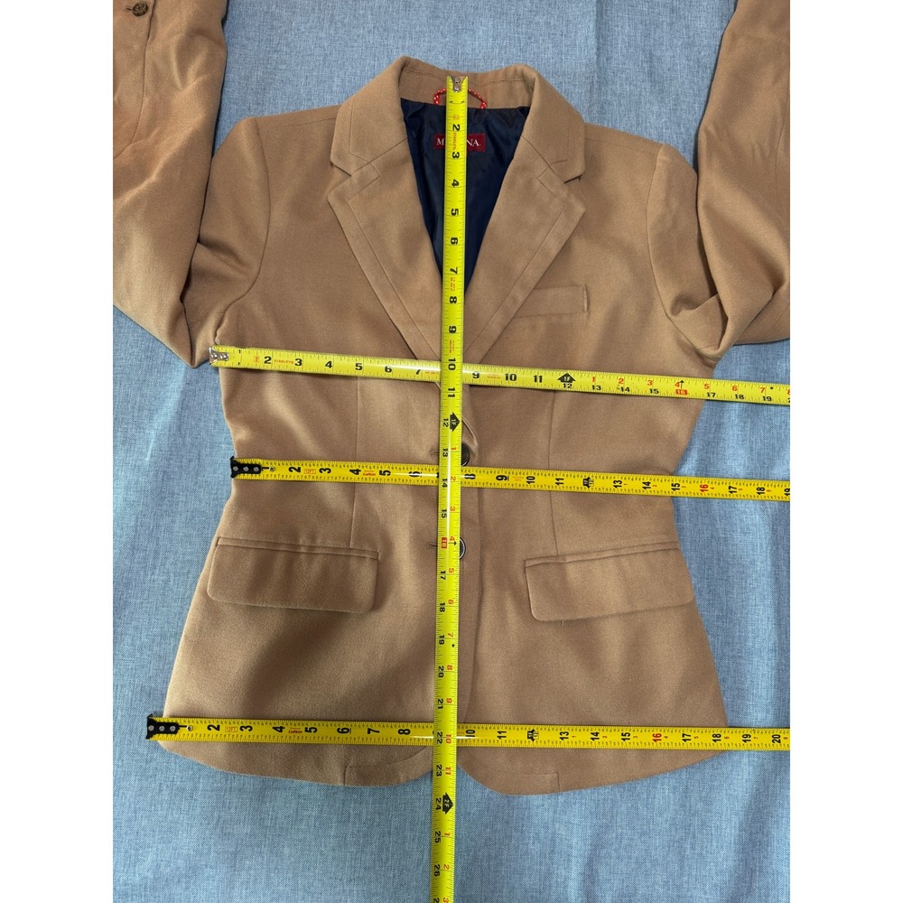 Classic Camel Blazer Old Money Preppy Office Chic Wool Blend Size 2 - Picture 6 of 7